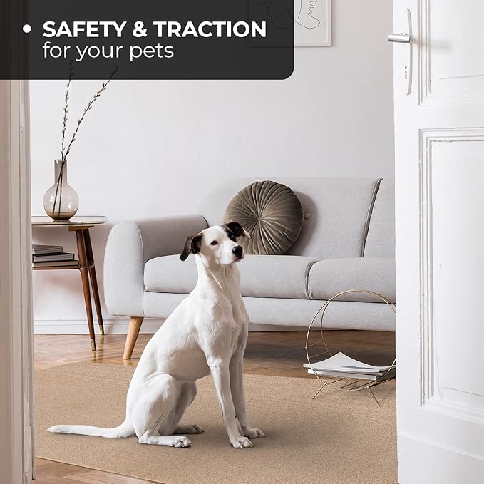 House, Home and More Skid-Resistant Carpet Indoor Area Rug Floor Mat - Pebble Beige - 6 Ft X 8 Ft - Non Slip Rubber Backing, Stain Resistant, Dog Friendly, Living Room Bedroom Kitchen Entryway