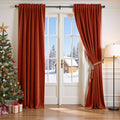 Lazzzy Velvet Blackout Curtains Thermal Insulated Room Window Drapes Super Soft Luxury Curtains for Living Room Bedroom Rod Pocket 2 Panels, Rust Red, 52" W x 108" L