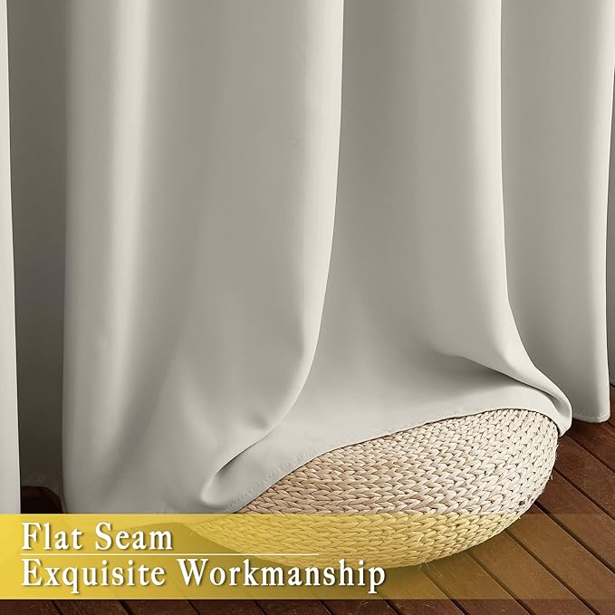 NICETOWN Room Divider Curtain 132 Inches Long, Wide Blackout Sliding Door Curtain for Bedroom, Room Darkening Privacy Window Curtain for Patio Door (1 Panel Set, Natural, 80 x 132 Inch)
