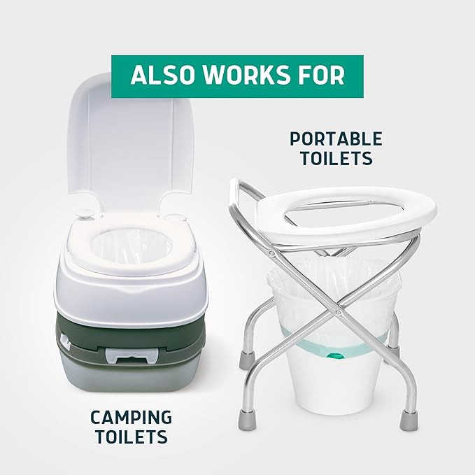 Lunderg Recycled Commode Liners - 250 Environment Friendly Portable Toilet Bags - Medical Grade Bedside Commode Liners Disposable - Universal Fit & Easy to Use - Absorbent Pads NOT included