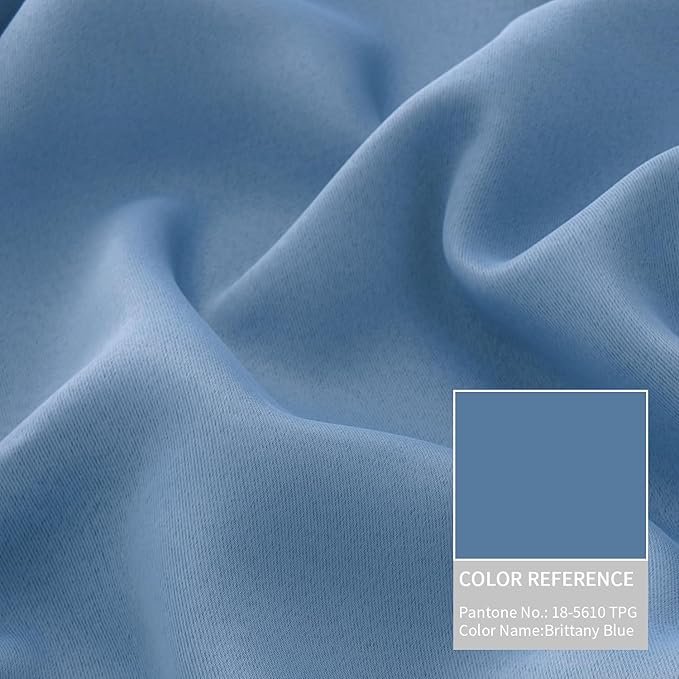 BGment Thermal Insulated 100% Blackout Curtains for Bedroom with Black Liner, Double Layer Full Room Darkening Noise Reducing Grommet Curtain (42 x 63 Inch, Denim Blue, 2 Panels)