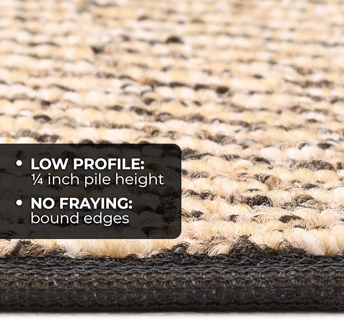 House, Home and More Skid-Resistant Carpet Indoor Area Rug Floor Mat - Black Ripple - 6 Ft X 8 Ft - Non Slip Rubber Backing, Stain Resistant, Dog Friendly, Living Room Bedroom Kitchen Entryway