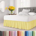 Wrap Around Dust Ruffle Bed Skirt - Yellow - for King Size Beds with 21 Inch Drop - Easy Fit Elastic Strap - Adjustable Pleated Bedskirt w/Brushed Fabric - Wrinkle Free - for Women, Men, Kids & Teens