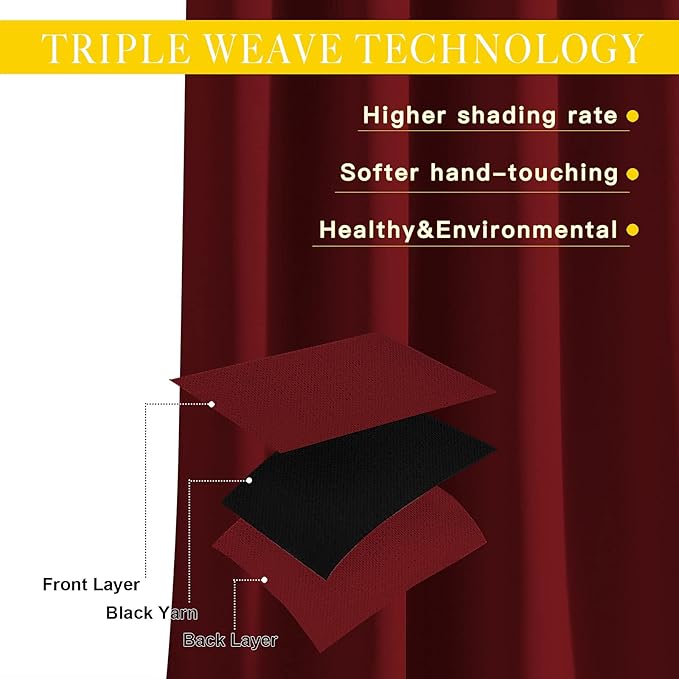 NICETOWN Glass Door Curtains for Window, Wide Thermal Curtain Panels, Sliding Door Drapes, Extra Wide Curtains (Burgundy Red, 80 inches Wide x 84 inches Long)