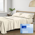 THREAD SPREAD 400 Thread Count 100% Pure Cotton Sheet, 4 PC Cal King Sheets Set, California King Cooling Sheets, Soft Breathable Bed Sheets, 16" Deep Pocket Sheets (Ivory)