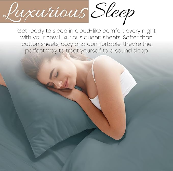 Linen Market Bed Sheets for California King Size Bed (Ocean) - Sleep Better Than Ever with These Soft and Cooling California King Sheets - Deep Pocket Fits 16" Thick Beds - 4 Piece Cal King Sheet Set