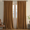 Joydeco Camel Brown Velvet Curtains 120 inch Length 2 Panels, Luxury Blackout Rod Pocket Thermal Insulated Window Curtains, Super Soft Room Darkening Drapes for Living Room Bedroom,W52 x L120 inches