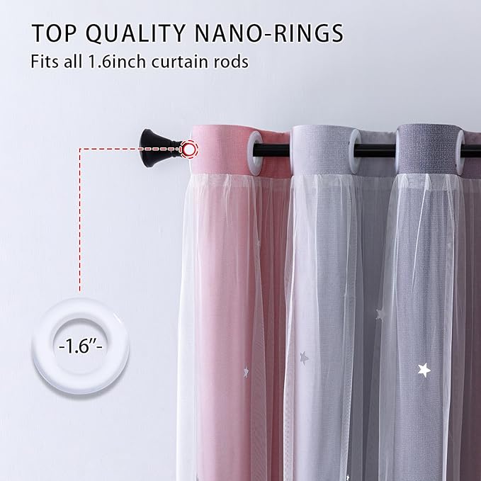 XiDi Dream Star Blackout Curtains for Kids Rooms Girl Princess Curtain for Daughter Bedroom Window (Pink Grey, W34 X L84)