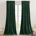 StangH Dark Green Curtains Blackout Thermal Insulated Velvet Drapes Rod Pocket Noise Reducing for Hallway/Living Room/Bedroom, Christmas Home Decor, W42 x L90, 2 Panels