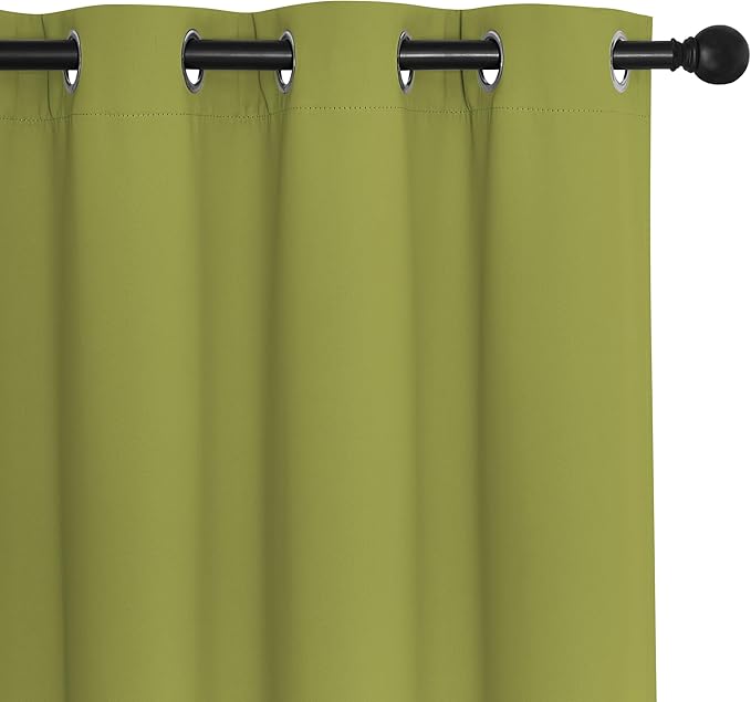 NICETOWN 66 Inch Long Blackout Curtains for Bedroom Living Room, Thermal Insulated Room Darkening Curtains, Light Blocking Blackout Drapes for Bedroom, 66" W x 66" L, 1 Panel, Fresh Greenn