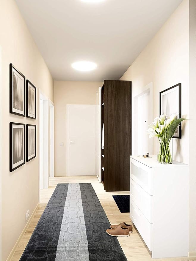 Custom Length Hallway Runner Rug,Slip Resistant,Puzzle Anthracite, 26 Inch X 3 feet, Doormat, Sold and Priced Per Foot