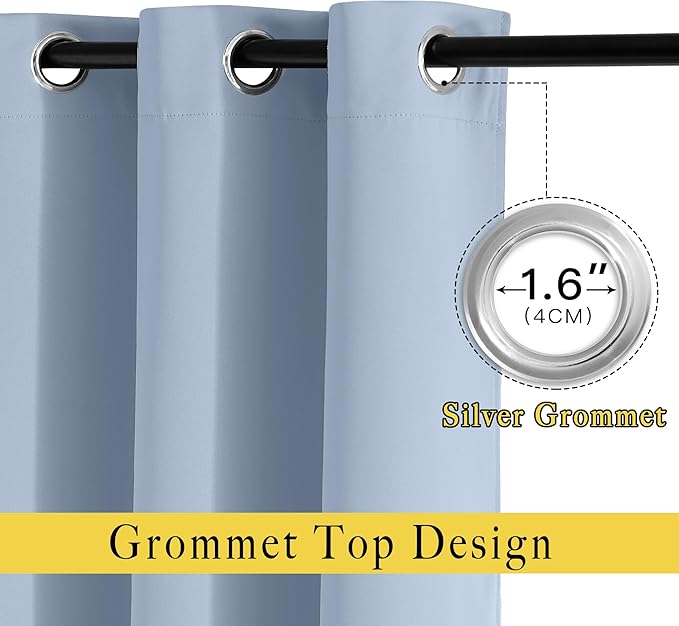 NICETOWN Vintage Blue Room Darkening Draperies and Curtains - Home Fashion Energy Saving Grommet Top Room Darkening Drape Panels for Bedroom (Set of 2, 66 by 90 Inch, Vintage Blue)