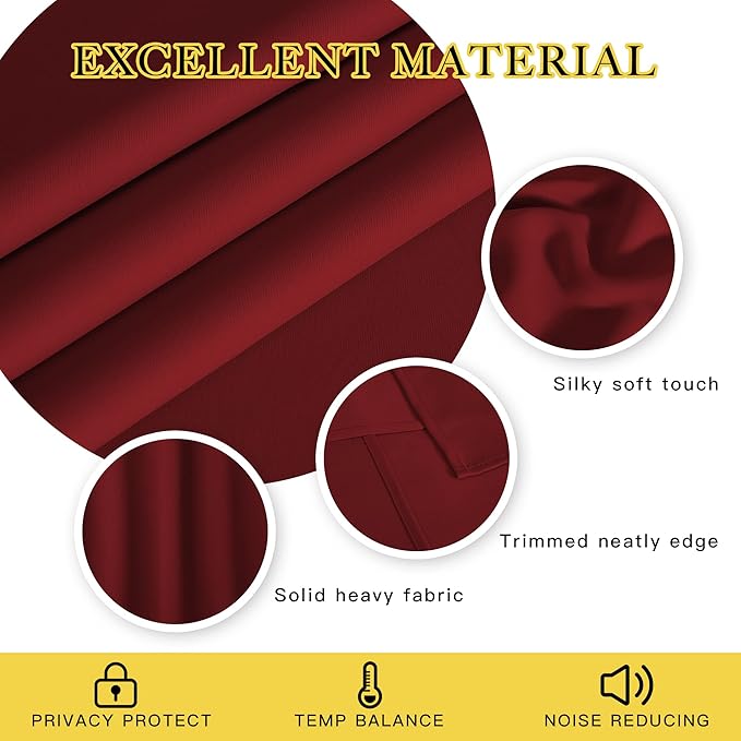 NICETOWN Blackout Blinds for Sliding Door - Indoor Slider Curtains for Patio, Wide Width Drapes for Living Room (Burgundy Red, 100 inches Wide x84 Long)