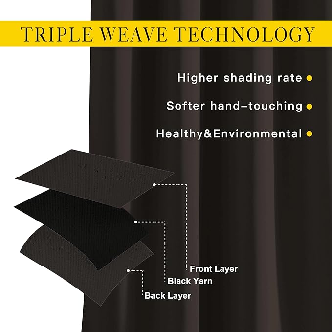 NICETOWN Toffee Brown Room Darkening 102 inch Curtains, Grommet Thermal Curtains Weighted Window Treatments for Living Room/Farmhouse, W46 x L102, 2 Panels