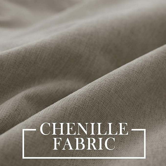 Macochico Extra Wide 100% Blackout Chenille Curtains 100" Wx102 L Thermal Curtains for Sliding Door Room Divider Living Room Bedroom Hotel Light Taupe Blackout Curtains Grommet with Tieback 1 Panel
