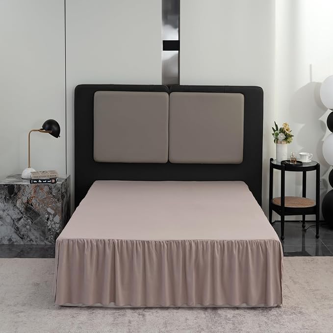 Bed Skirt Queen Size Ruffled Bed Skirt with Split Corners, Queen Bed Skirt 18 Inch Drop, TSUTOMI Queen Size Bed Skirt Khaki for Ruffled Bed Skirt with Split Corners, Bed Skirts Queen Size