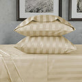 URBANHUT 800 Thread Count 100% Cotton Damask Twin Size Sheets, 4 Piece Striped Twin Size Bedsheets, Luxury Hotel Sheets Sateen Weave - Better Than Egyptian, 14" Elasticized Deep Pocket- Sand
