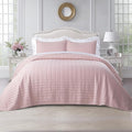 KASENTEX King XL Quilt Set 108"x98" – Soft Washed 3-Layer Lightweight Bedspread, Minimalist Nordic Design, All-Season Spring & Summer Quilt Set (1 Quilt + 2 Pillow Shams), Blush Pink