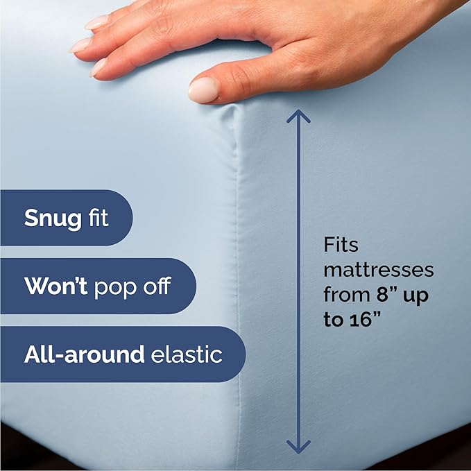Cal King 6 Piece Sheet Set - Cooling, Comfy & Breathable - Hotel Luxury Bedding, Includes Fitted Sheet for Women, Men, Kids & Teens - 1 Flat, 1 Fitted Sheet, 4 Pillowcases w/Deep Pockets - Sky Blue