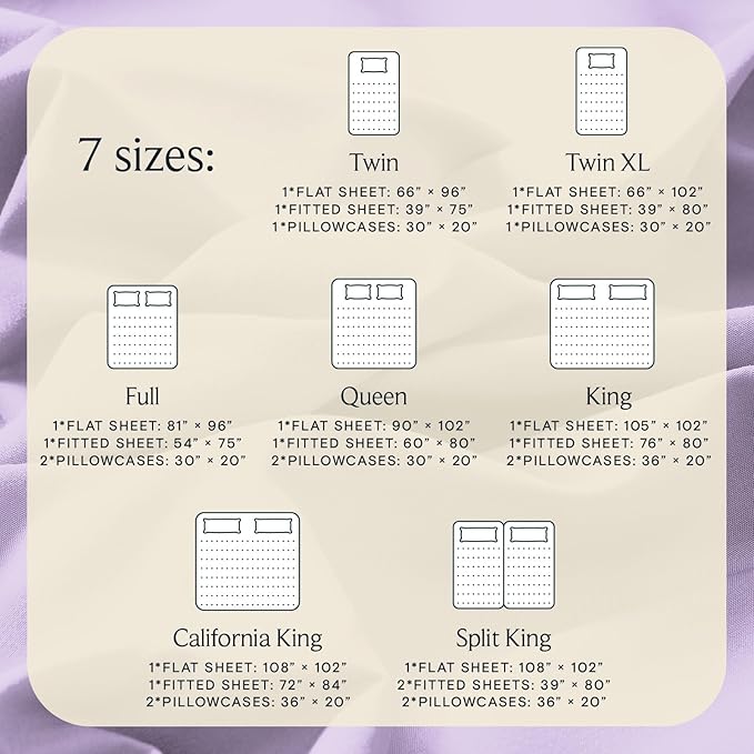 LuxClub 4 PC Queen Sheet Set, Deep Pockets Wrinkle Free Cooling Bed Sheets Hotel Bedding for Women, Men, Includes 1 Fitted Sheet, 1 Flat Sheet and 2 Pillowcases-Silky Soft Lavender