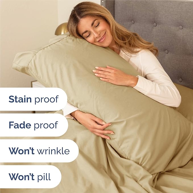 King 6 Piece Sheet Set - Cooling, Comfy & Breathable - Hotel Luxury Bedding, Includes Fitted Sheet for Women, Men, Kids and Teens - 1 Flat, 1 Fitted Sheet, 4 Pillowcases with Deep Pockets - Beige