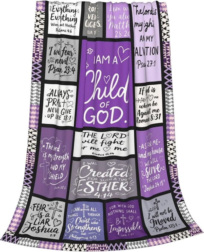 Christian Blanket Gift for Women, Inspirational Throw Blanket for Couch, Soft Lightweight Flannel Blanket, 60"x 80" Thoughts and Prayers Blankets for Bedroom Sofa Living Room Decoration