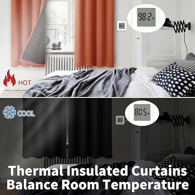 BGment Thermal Insulated 100% Blackout Curtains 84 Inch Length 2 Panels, Total Light Blocking Curtains for Bedroom, Grommet Window Drapes with Thick Black Liner, 42 Inch Wide Each Panel, Terracotta