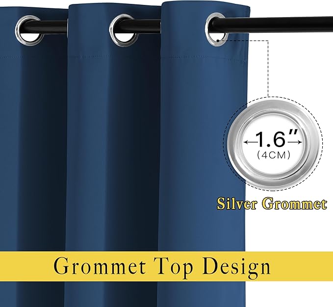 NICETOWN Moroccan Blue Curtains for Sliding Door - 52 by 95, 2 Pieces, Blocking Out 50% Sunlight Window Treatment Modern Design Curtain Panels for Dining Room