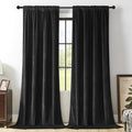 Joydeco Velvet Curtains Extra Wide, Long Luxury Black Blackout Thermal Insulated Rod Pocket Window Curtains, Super Soft Room Darkening Drapes for Living Room Bedroom, W100 x L108 Inch, Black