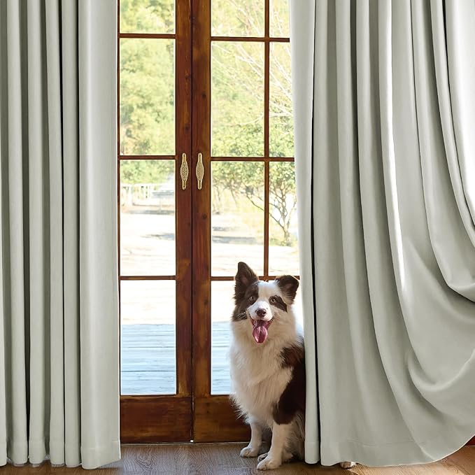 jinchan Chenille Blackout Curtains 96 Inches Long 2 Panels Light Grey Thermal Insulated Curtains for Living Room Bedroom Triple-Weave Noise Reducing Drapes Back Tab Privacy Window Curtains 50x96 Inch