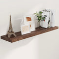 Fun Memories Farmhouse Floating Shelves for Wall, 48 x 9.3 Large Floating Shelf Wall Mounted, Rustic Wood Shelves for Bathroom, Kitchen, Living, Heavy-Duty Storage Deep Shelf for Books, Decor, Walnut