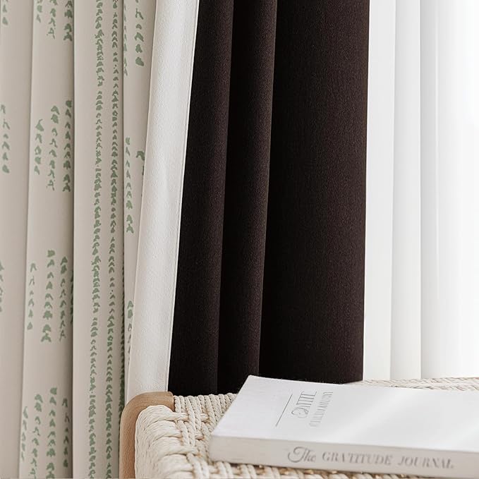 100% Boho Blackout Curtains 96 Inches Long for Bedroom, Green on Beige Patterned Bohemian Curtains for Living Room, Geometric Striped Thermal Insulated Window Drapes Gromment Top 2 Panels