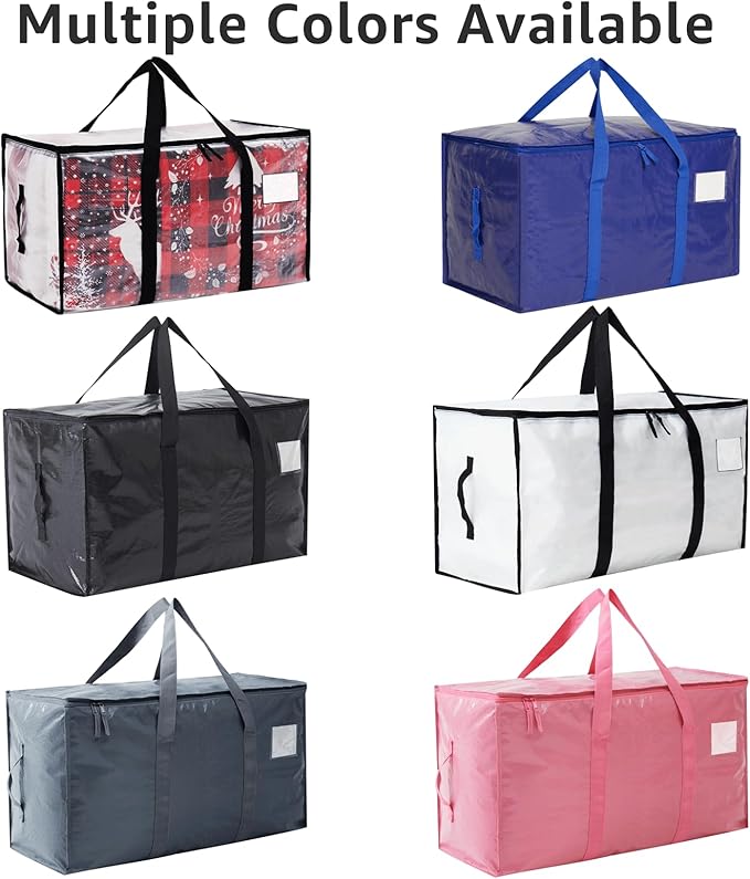 Moving Bags Heavy Duty Extra Large, Moving Boxes, Moving Supplies Essentials, Blue Storage Bins with Lids, Plastic Packing Totes, Storage Bags for Clothes with Handles & Zippers(Black, 8 Pack)