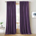 RYB HOME Purple Velvet Curtains 96 inches Length, Back Tab & Rod Pocket Soft Fabric Blackout Thermal Insulated Curtains & Drapes for Bedroom Dining Room, Purple, W 52 x L 96, 2 Panels Set
