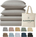 Cloud Scape Linen 100% Egyptian Cotton King Sheets Set – 400 Thread Count, 4-Piece Soft Hotel Quality Bedding Set,Deep Pockets up to 16”, Light Grey