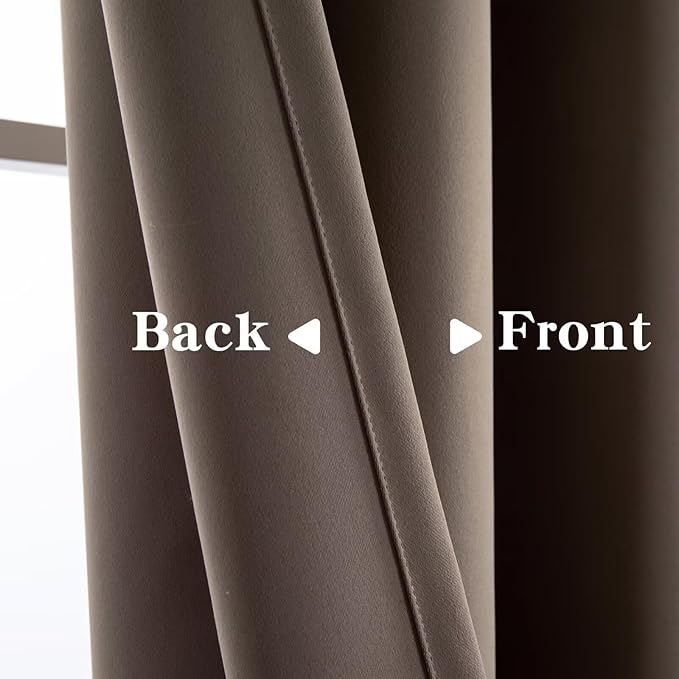 Blackout Curtains 90 Inch Length 2 Panels Set, Black Out Curtains for Bedroom 90 Inch Long, Rod Pocket Energy Saving Room Darkening Drapes for Living Room Window Khaki(W52 x L90)
