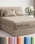Extra Deep Queen Sheet Set - 6 Piece Breathable & Cooling Sheets - Hotel Luxury Bed Sheets Set - Easy Fit - Soft, Wrinkle Free & Comfy Sheets Set - Heathered Beige Sheet Set with Extra Deep Pockets