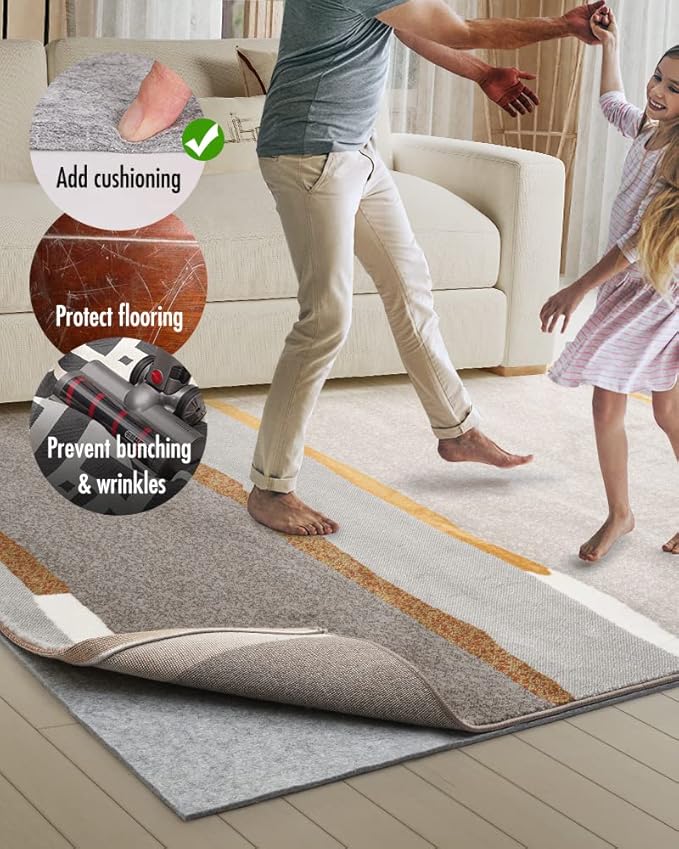 Resare Non Slip Rug Pad Gripper - 2x8 Feet 1/8" Extra Thick Felt Under Rug for Runner Rugs and Hardwood Floors,Super Cushioned Non Skid Carpet Padding