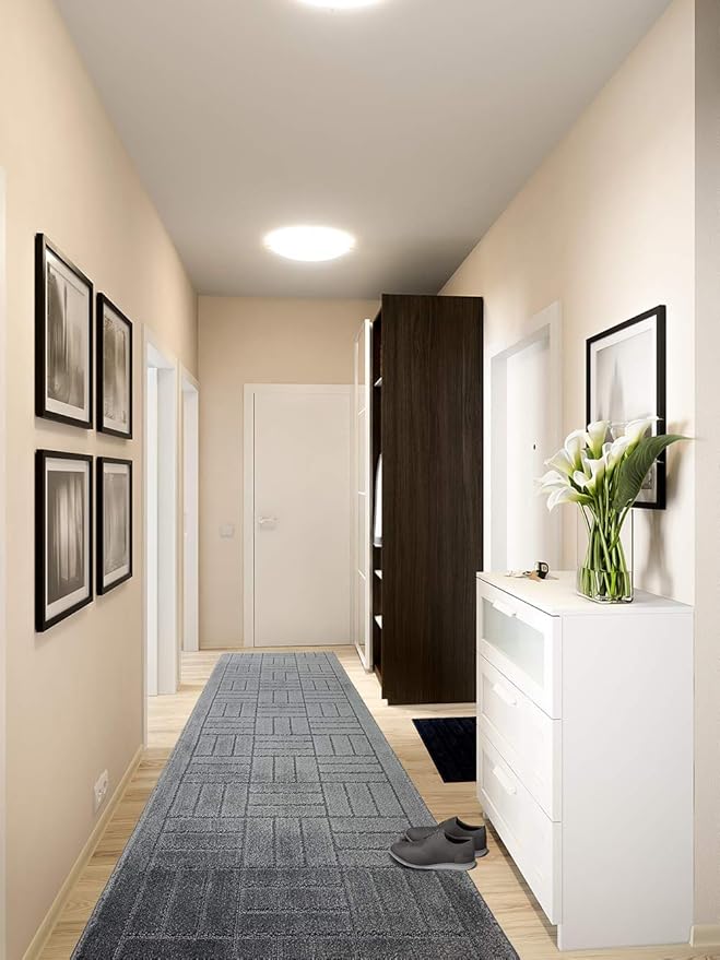 Custom Length Hallway Runner Rug,Slip Resistant,Bricks Anthracite, 26 Inch X 17 feet, Sold and Priced Per Foot