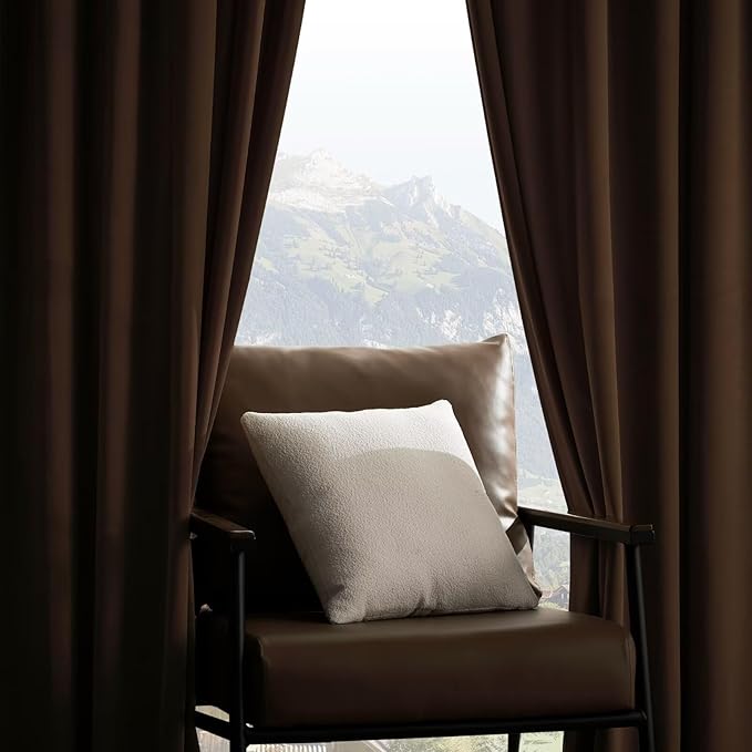 Joydeco Camel Brown Velvet Curtains 63 inch Length 2 Panels, Luxury Blackout Rod Pocket Thermal Insulated Window Curtains, Super Soft Room Darkening Drapes for Living Room Bedroom,W52 x L63 inches