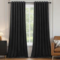 Black Velvet Blackout Curtains Extra Long Room Darkening Drapes Super Soft Elegant Thermal Insulated Soundproof Window Curtains for Bedroom Living Room, Back Tab Rod Pocket, W52 x L108, 2 Panels