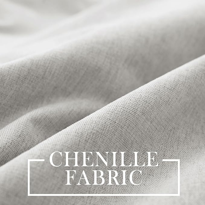 Macochico 100% Blackout Curtains Luxury Chenille Curtains for Living Room Thermal Blackout Curtains for Bedroom Hotel Banquet Classic Decor White Curtains with Tieback 72" Wx96 L Grommet 1 Panel
