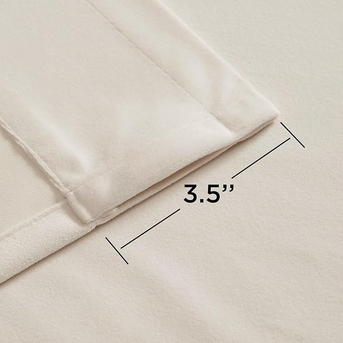 Joydeco Velvet Curtains White Blackout Curtains Thermal Insulated 108 inches Long Window Curtains Soft Room Darkening Drapes for Bedroom Living Room Elegant Rod Pocket 2 Panels Cream White