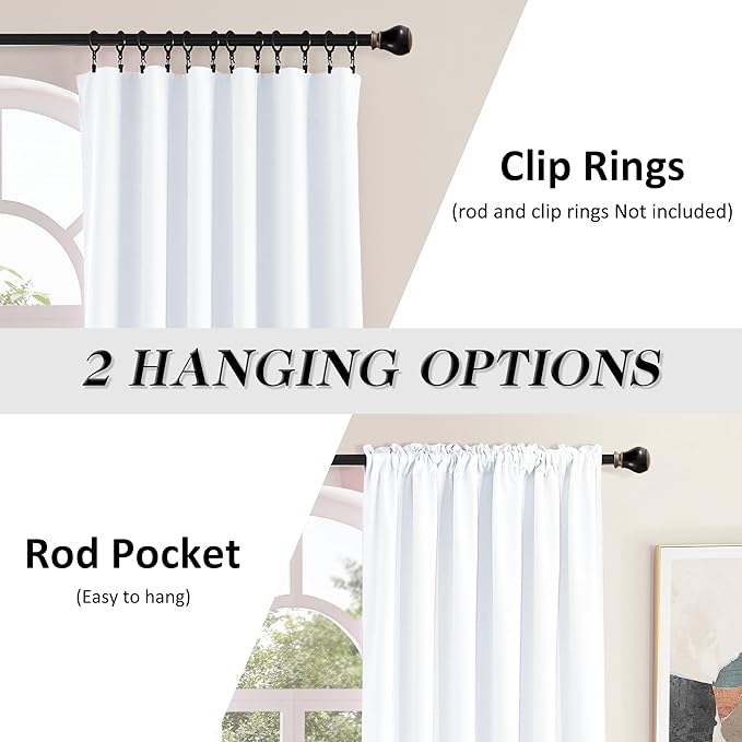 Room Divider Curtains for Bedroom Sliding Glass Patio Door - 50% Light Blocking Hallway Window Covering Curtain Draperies for Large Window,Pure White,5FT x 8FT,60" Wide by 96" Long