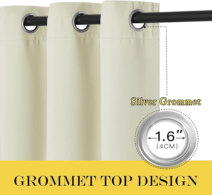 NICETOWN Blackout Sliding Door Curtain 84 inches Long, Grommet Patio Door Curtain & Drape Room Divider Sound & Light Blocking Privacy Thermal Drapes for Living Room (Beige, W80 x L84, 1 Panel)