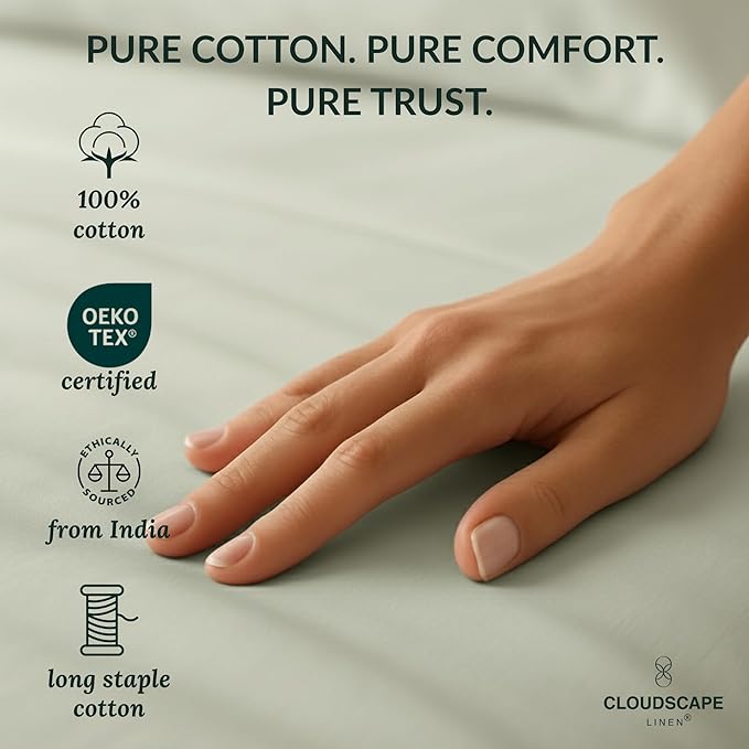 Egyptian Cotton Twin Size Sheets Set, Mineral