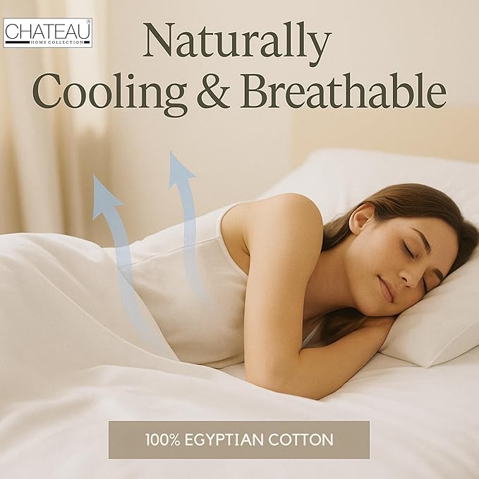 100% Egyptin Cotton Sheets Queen Size Bed Set, 400 Thread Count 15" Deep Pocket Queen Sheets, Sateen Weave 4 Piece Naturally Cool Soft Breathable Elasticated Luxury Bedding For All Seasons- Silver