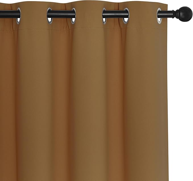 NICETOWN Blackout Curtains 54 Inches Long, Thermal Insulated Room Darkening Curtains for Bedroom, Window Treatment Drapes for Living Room Nursery (W66 x L54 Inch, Gold Brown, 1 Panel)