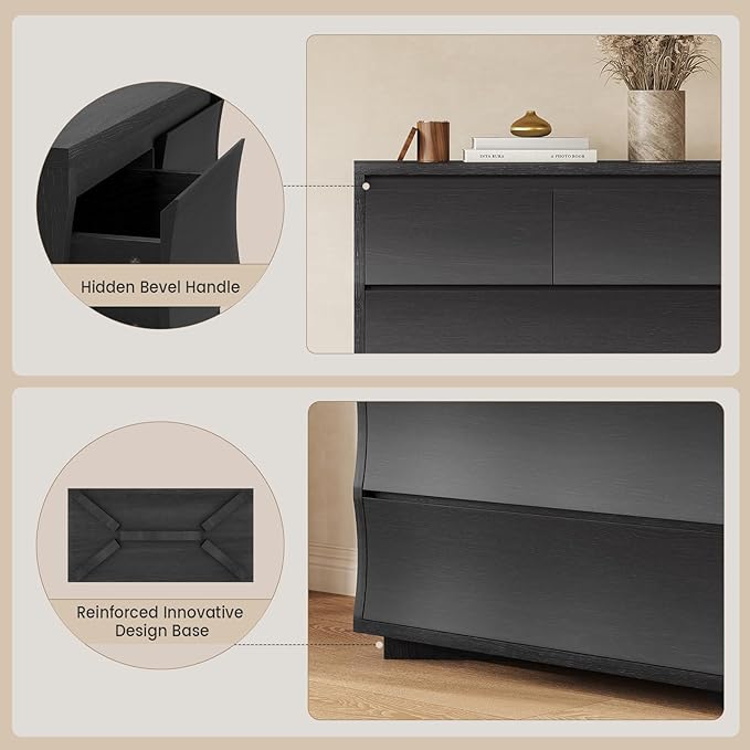 Black Tall Dresser for Bedroom, 52.8" Tall Dresser with 7 Drawers, Wood Dressers & Chests of Drawers, Accent Upright Drawer Organizers for Closet, Hallway