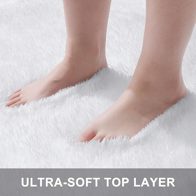 OLANLY 5x8 Machine Washable Large Area Rugs for Living Room, Bedroom, Soft Fluffy Shaggy Bedside Rug, Indoor Floor Carpet for Kids Girls and Boys, Dorms, Nursery, Home Decor Aesthetic, White